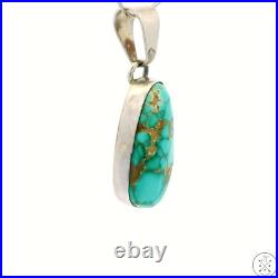 Vintage Navajo Sterling Silver Pendant Blue Gem Mine Waterweb Turquoise Signed Vintage Navajo Sterling Silver Pendant Blue Gem Mine Waterweb Turquoise Signed