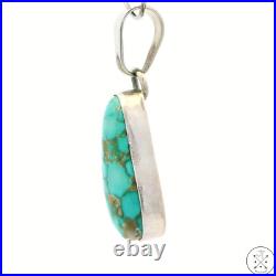 Vintage Navajo Sterling Silver Pendant Blue Gem Mine Waterweb Turquoise Signed