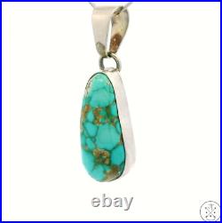 Vintage Navajo Sterling Silver Pendant Blue Gem Mine Waterweb Turquoise Signed