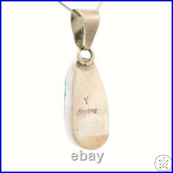 Vintage Navajo Sterling Silver Pendant Blue Gem Mine Waterweb Turquoise Signed