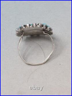 Vintage Navajo Sterling Silver Petite Pt Turquoise Ring Size 10