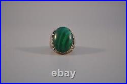 Vintage Navajo Sterling Silver Ring -Malachite Size 12