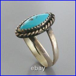 Vintage Navajo Sterling Silver Sleeping Beauty Turquoise Ring