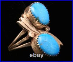 Vintage Navajo Sterling Silver & Sleeping Beauty Turquoise Ring Sz 6.75 Artisan