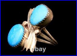 Vintage Navajo Sterling Silver & Sleeping Beauty Turquoise Ring Sz 6.75 Artisan