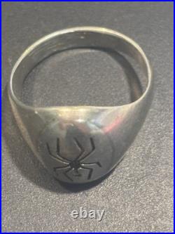 Vintage Navajo Sterling Silver Spider Biker Ring 10g Size 12 L. 75 Signed TS