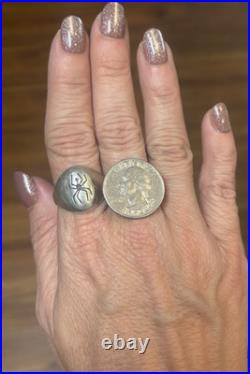 Vintage Navajo Sterling Silver Spider Biker Ring 10g Size 12 L. 75 Signed TS