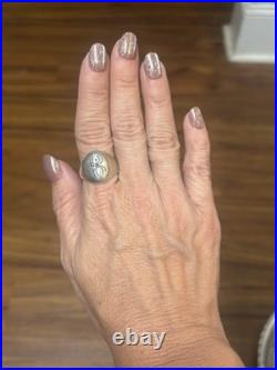 Vintage Navajo Sterling Silver Spider Biker Ring 10g Size 12 L. 75 Signed TS