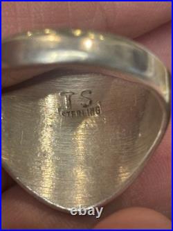 Vintage Navajo Sterling Silver Spider Biker Ring 10g Size 12 L. 75 Signed TS