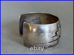Vintage Navajo Sterling Silver Storyteller Bracelet Signed DM