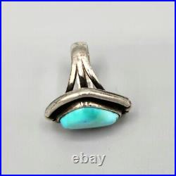 Vintage Navajo Sterling Silver Triangle Turquoise Shadow Box Ring Sz 5.25 7.9g