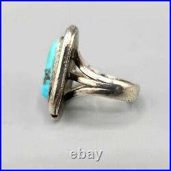 Vintage Navajo Sterling Silver Triangle Turquoise Shadow Box Ring Sz 5.25 7.9g