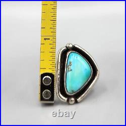 Vintage Navajo Sterling Silver Triangle Turquoise Shadow Box Ring Sz 5.25 7.9g