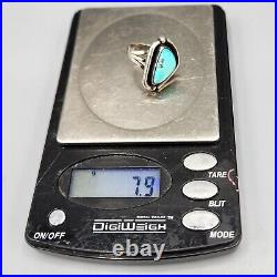 Vintage Navajo Sterling Silver Triangle Turquoise Shadow Box Ring Sz 5.25 7.9g