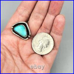 Vintage Navajo Sterling Silver Triangle Turquoise Shadow Box Ring Sz 5.25 7.9g