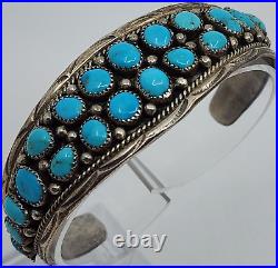 Vintage Navajo Sterling Silver Turquoise Bracelet Cuff Navajo Annie Chapo 6.25