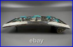 Vintage Navajo Sterling Silver Turquoise Cluster Belt Buckle SOLID! NICE