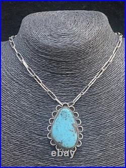 Vintage Navajo Sterling Silver Turquoise Pendant