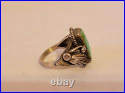Vintage Navajo Sterling Silver Turquoise Ring Signed Calvin Crank