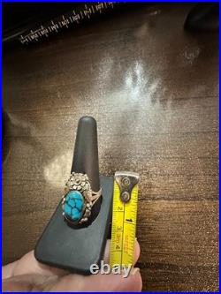 Vintage Navajo Sterling Silver Turquoise Ring Size 11 Native American Handmade