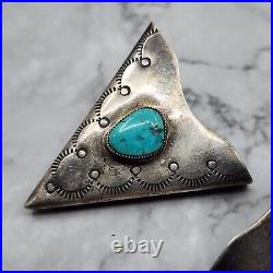 Vintage Navajo Sterling Silver Turquoise Shirt Collar Tips