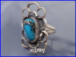 Vintage Navajo Sterling Silver Turquoise band Ring size 7