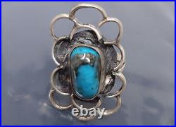 Vintage Navajo Sterling Silver Turquoise band Ring size 7