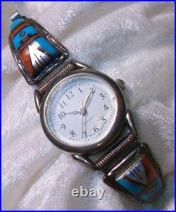 Vintage Navajo Sterling Silver Yvonne Yazzie Watch Tips Signed YY Wristwatch