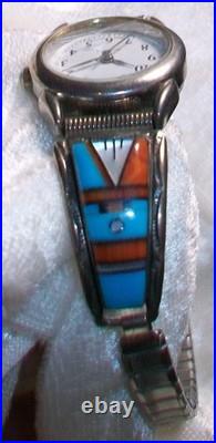 Vintage Navajo Sterling Silver Yvonne Yazzie Watch Tips Signed YY Wristwatch