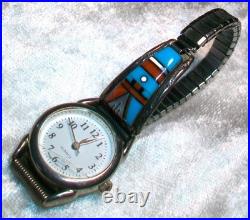 Vintage Navajo Sterling Silver Yvonne Yazzie Watch Tips Signed YY Wristwatch