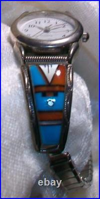 Vintage Navajo Sterling Silver Yvonne Yazzie Watch Tips Signed YY Wristwatch