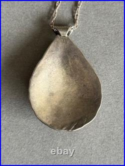 Vintage Navajo Sterling Silver and Coral Pendant on Sterling Chain