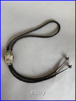 Vintage Navajo Sterling Silver and Green Jade Bolo Tie