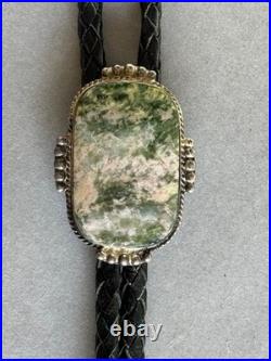 Vintage Navajo Sterling Silver and Green Jade Bolo Tie