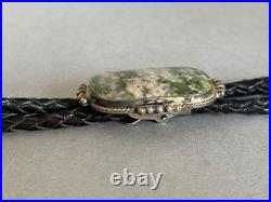 Vintage Navajo Sterling Silver and Green Jade Bolo Tie