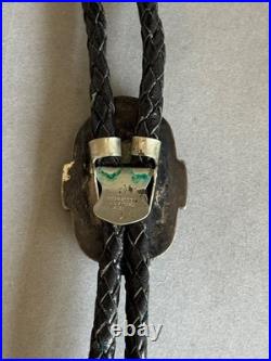 Vintage Navajo Sterling Silver and Green Jade Bolo Tie