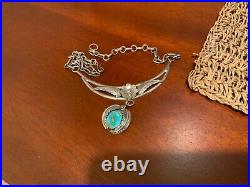 Vintage Navajo Sterling TURQUOISE Silver Necklace
