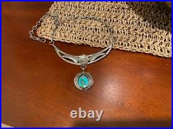Vintage Navajo Sterling TURQUOISE Silver Necklace