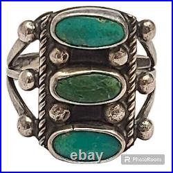 Vintage Navajo Sterling silver high grade Candelaria nevada Turquoise RingSz5.25