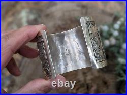 Vintage Navajo Story Teller Cuff Bracelet Sterling Becenti Signed Jewelry