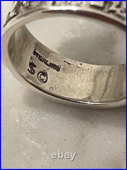 Vintage Navajo Storyteller Band Ring Sterling Silver Ring Size 7.5