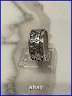 Vintage Navajo Style Eagle Sterling Silver Thunderbird Wide Band Ring Size 6.5