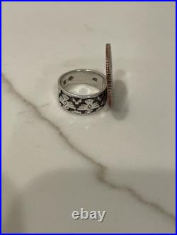Vintage Navajo Style Eagle Sterling Silver Thunderbird Wide Band Ring Size 6.5