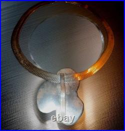 Vintage Navajo Turquoise Necklace Large 3 In. Artest Signed, Sterling Silver