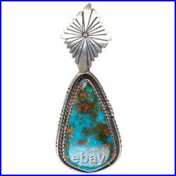 Vintage Navajo sterling silver Pilot Mountain turquoise pendant
