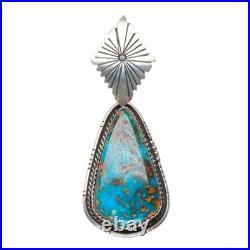 Vintage Navajo sterling silver Pilot Mountain turquoise pendant
