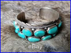 Vintage OLD PAWN Sterling Silver NAVAJO TURQUOISE Cuff BRACELET