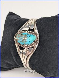 Vintage Old Navajo Sterling Silver & Turquoise Cuff Bracelet 6.5 Bangle