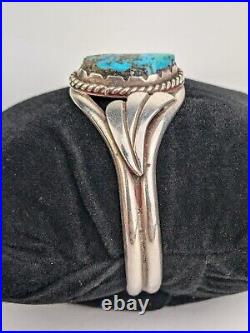 Vintage Old Navajo Sterling Silver & Turquoise Cuff Bracelet 6.5 Bangle