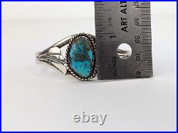 Vintage Old Navajo Sterling Silver & Turquoise Cuff Bracelet 6.5 Bangle